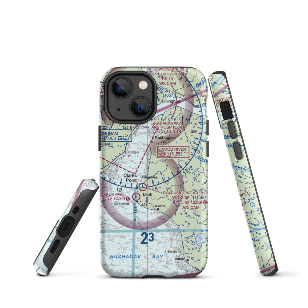 The Queens Airport (93AK) VFR Sectional  Tough iPhone Case iPhone 13 mini model shown