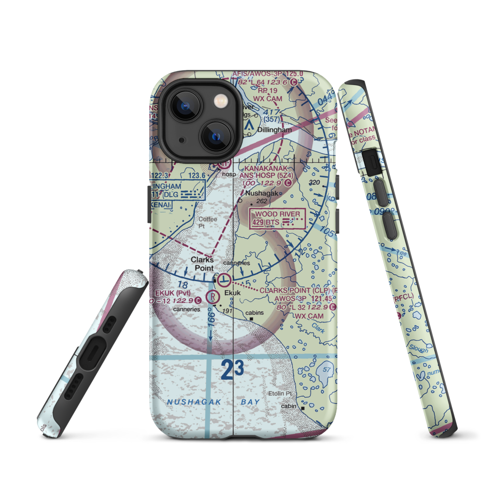 The Queens Airport (93AK) VFR Sectional  Tough iPhone Case iPhone 13 model shown