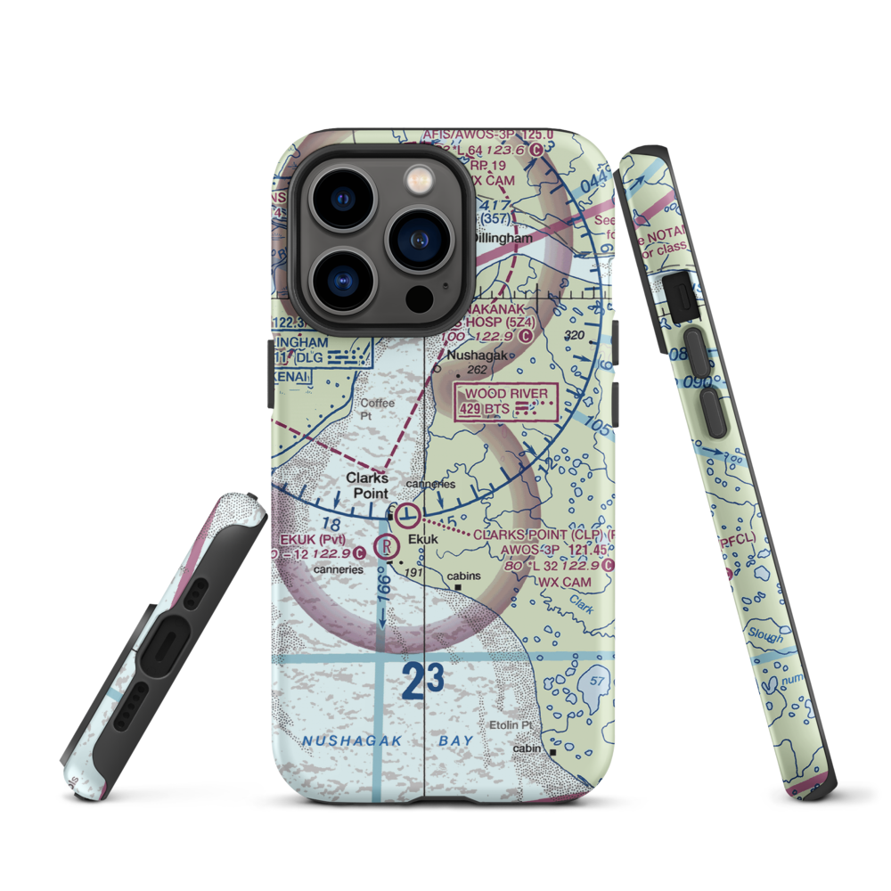 The Queens Airport (93AK) VFR Sectional  Tough iPhone Case iPhone 13 Pro model shown