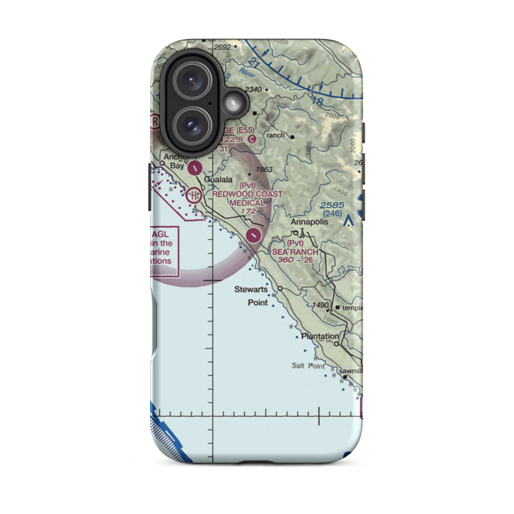 The Sea Ranch Airport (CA51) VFR Sectional  Tough iPhone Case iPhone 16 Plus model shown