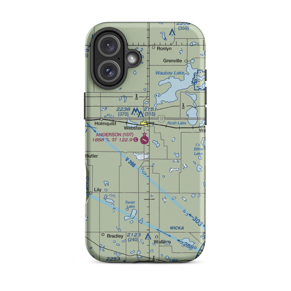 The Sigurd Anderson Airport (1D7) VFR Sectional  Tough iPhone Case iPhone 16 Plus model shown