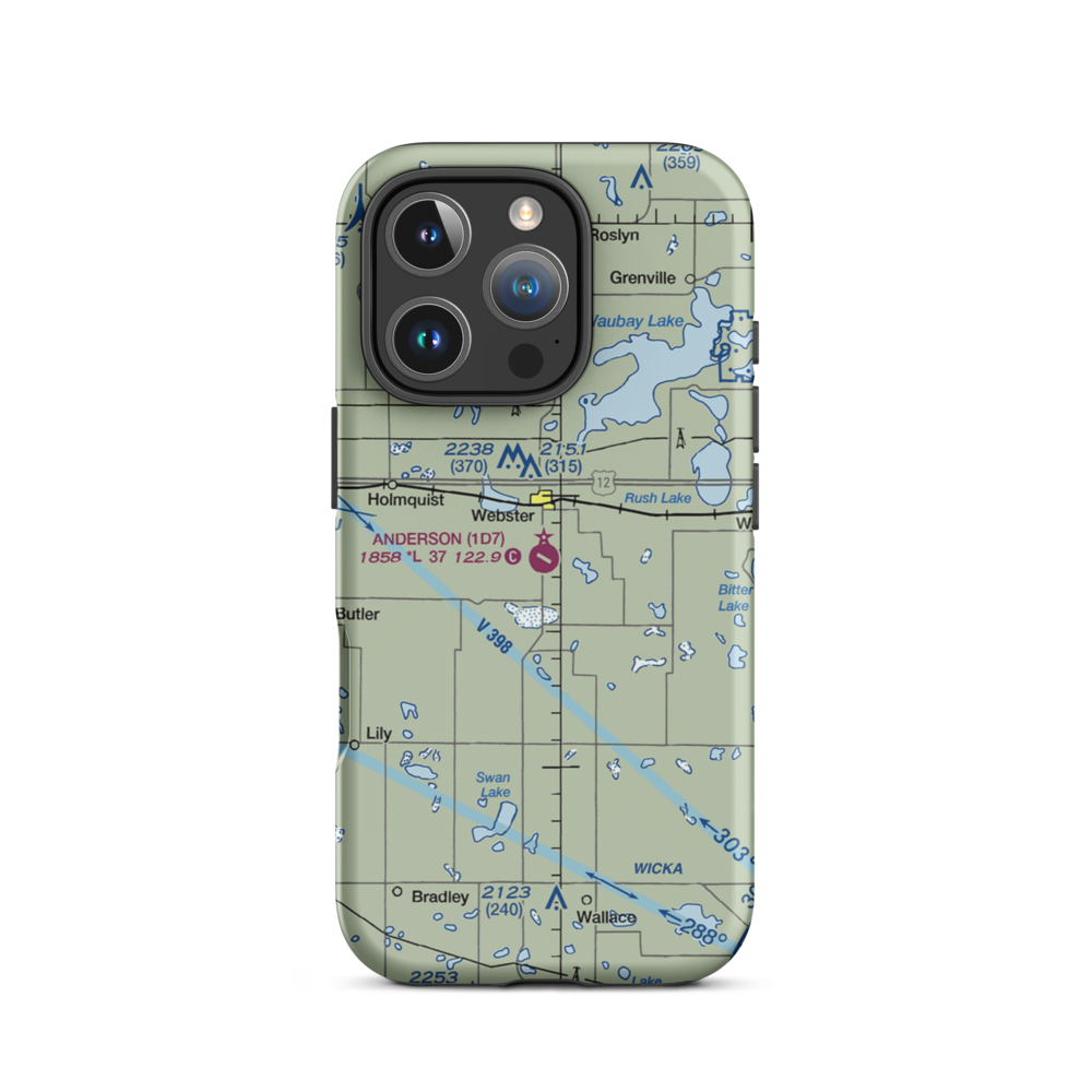 The Sigurd Anderson Airport (1D7) VFR Sectional  Tough iPhone Case iPhone 16 Pro model shown