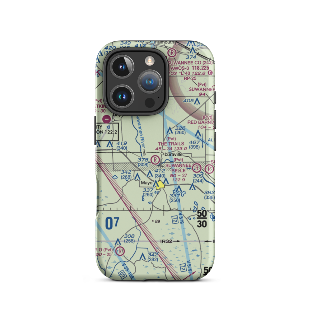 The Trails Airport (FD50) VFR Sectional  Tough iPhone Case iPhone 16 Pro model shown