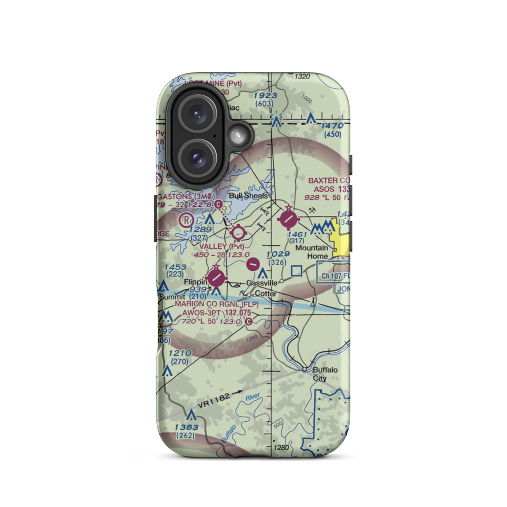 The Valley Airport (61AR) VFR Sectional  Tough iPhone Case iPhone 16 model shown