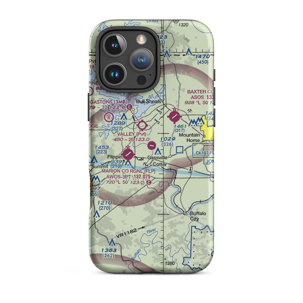 The Valley Airport (61AR) VFR Sectional  Tough iPhone Case iPhone 16 Pro Max model shown