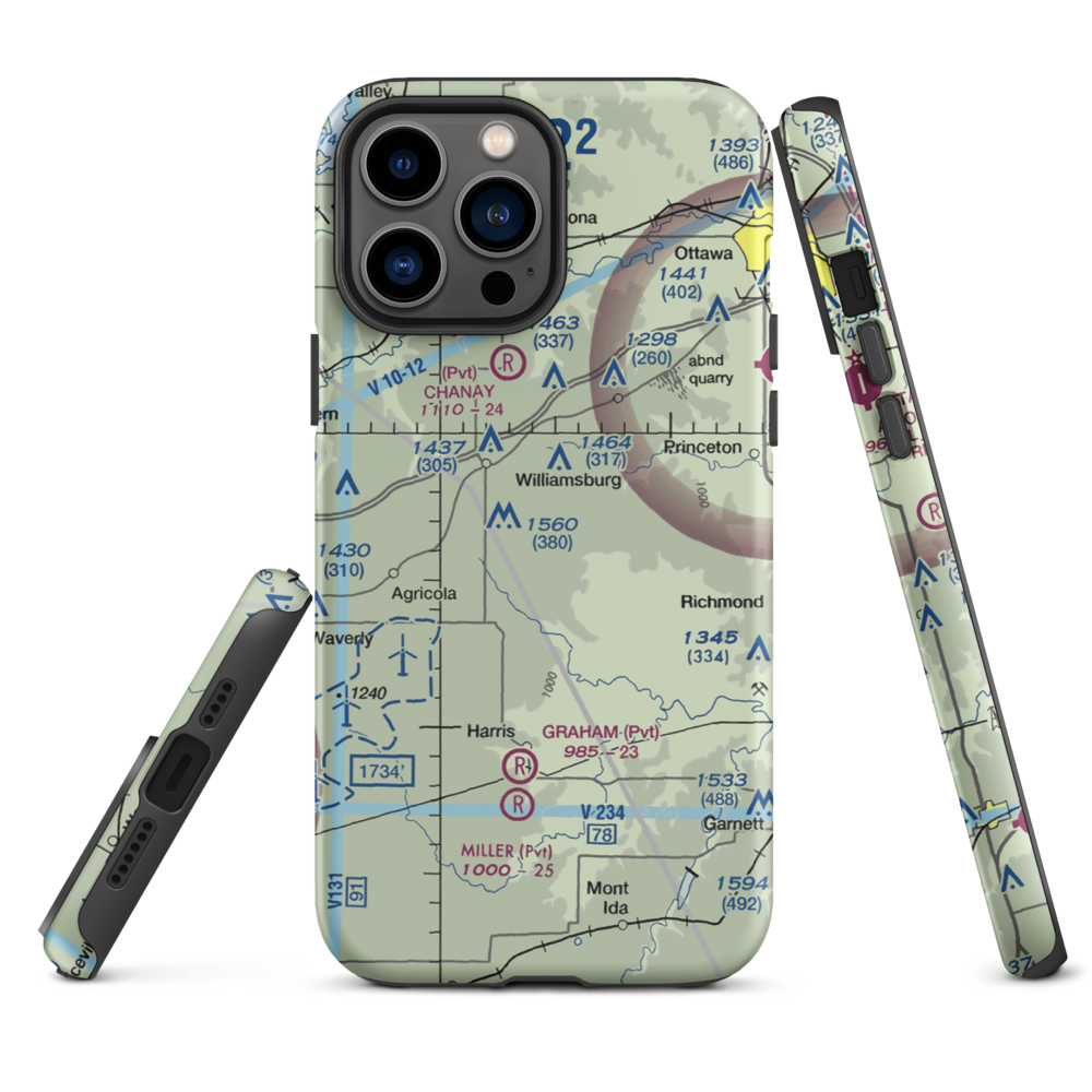The Wilderness Airport (8KS9) VFR Sectional  Tough iPhone Case iPhone 13 Pro Max model shown