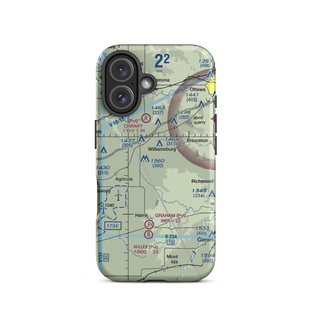The Wilderness Airport (8KS9) VFR Sectional  Tough iPhone Case iPhone 16 model shown