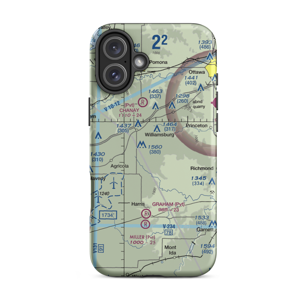 The Wilderness Airport (8KS9) VFR Sectional  Tough iPhone Case iPhone 16 Plus model shown