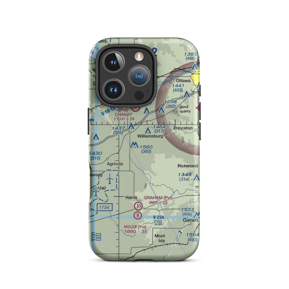 The Wilderness Airport (8KS9) VFR Sectional  Tough iPhone Case iPhone 16 Pro model shown