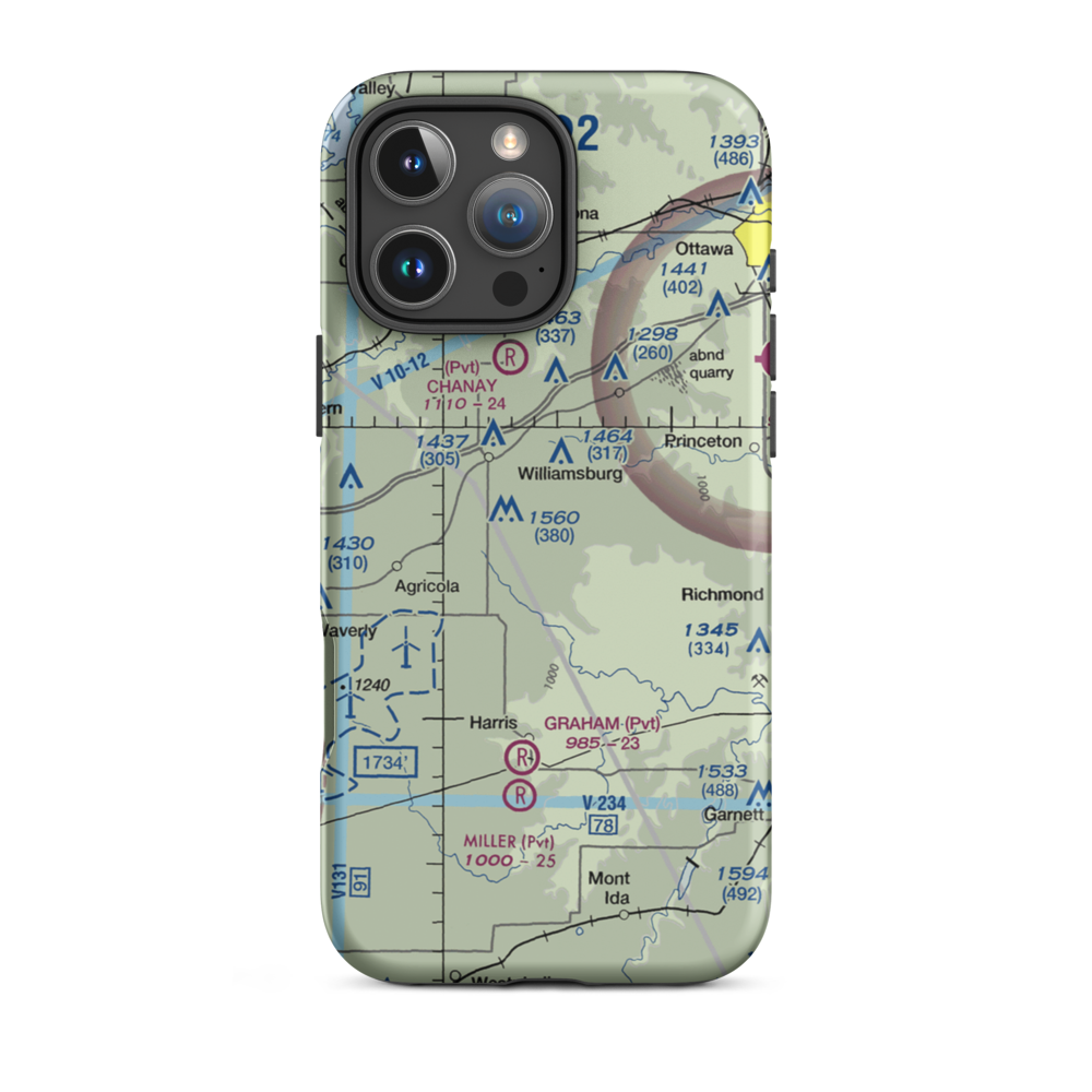 The Wilderness Airport (8KS9) VFR Sectional  Tough iPhone Case iPhone 16 Pro Max model shown