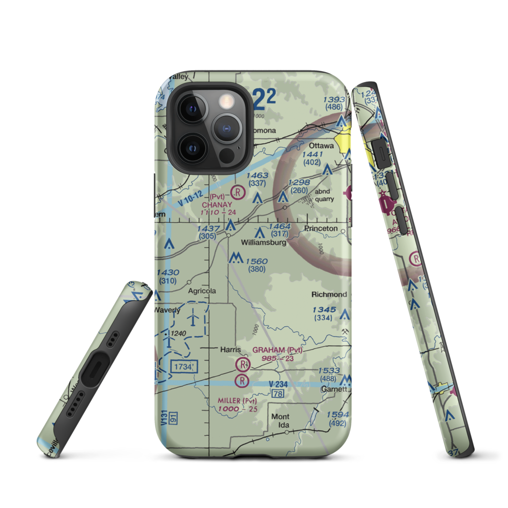 The Wilderness Airport (8KS9) VFR Sectional  Tough iPhone Case iPhone 12 Pro model shown