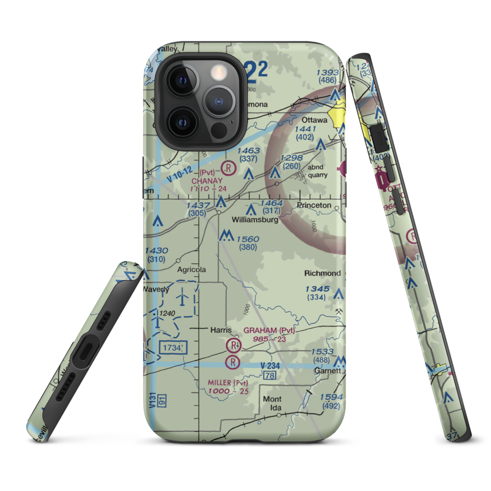 The Wilderness Airport (8KS9) VFR Sectional  Tough iPhone Case iPhone 12 Pro Max model shown