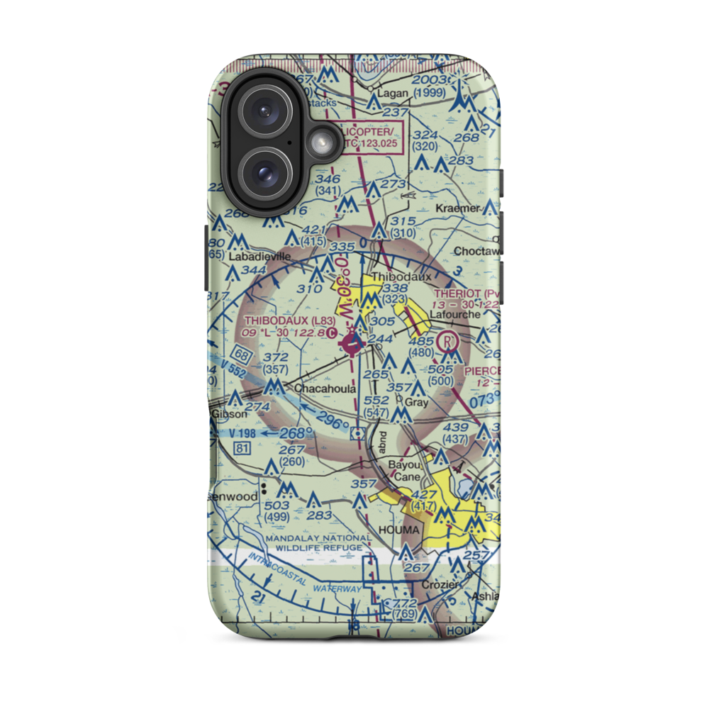 Thibodaux Municipal Airport (L83) VFR Sectional  Tough iPhone Case iPhone 16 Plus model shown
