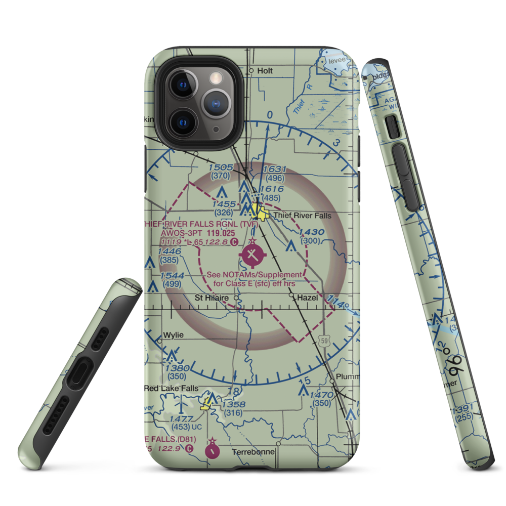 Thief River Falls Regional Airport (TVF) VFR Sectional  Tough iPhone Case iPhone 11 Pro Max model shown