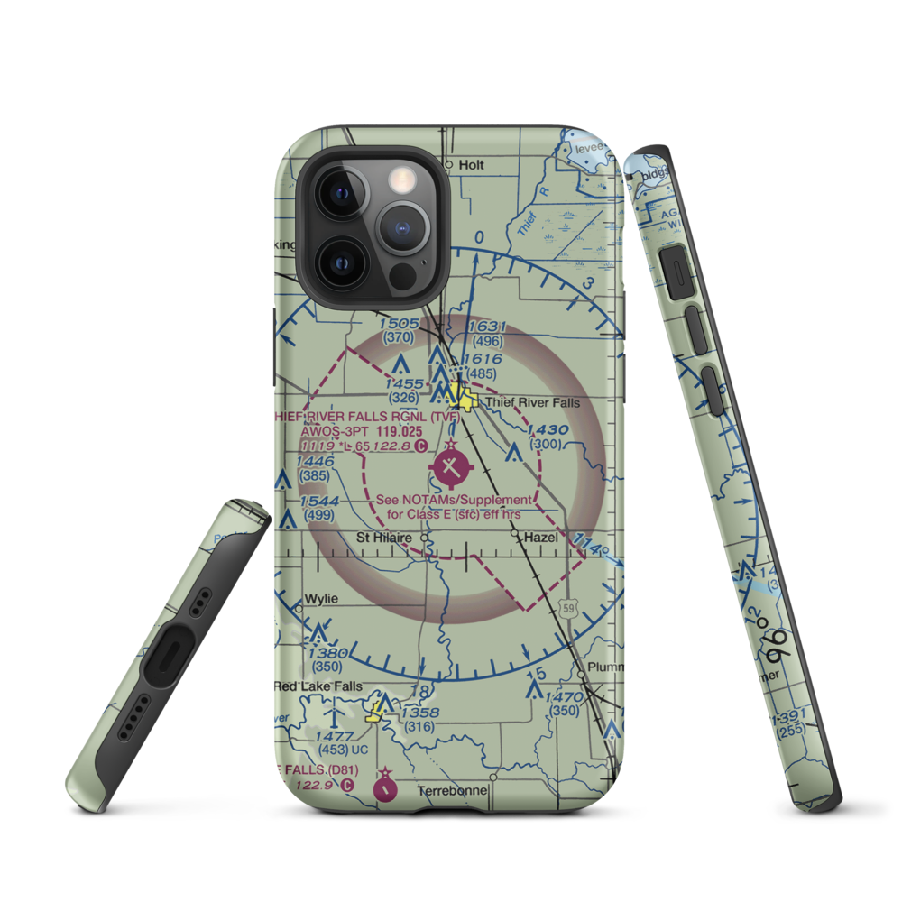 Thief River Falls Regional Airport (TVF) VFR Sectional  Tough iPhone Case iPhone 12 Pro model shown