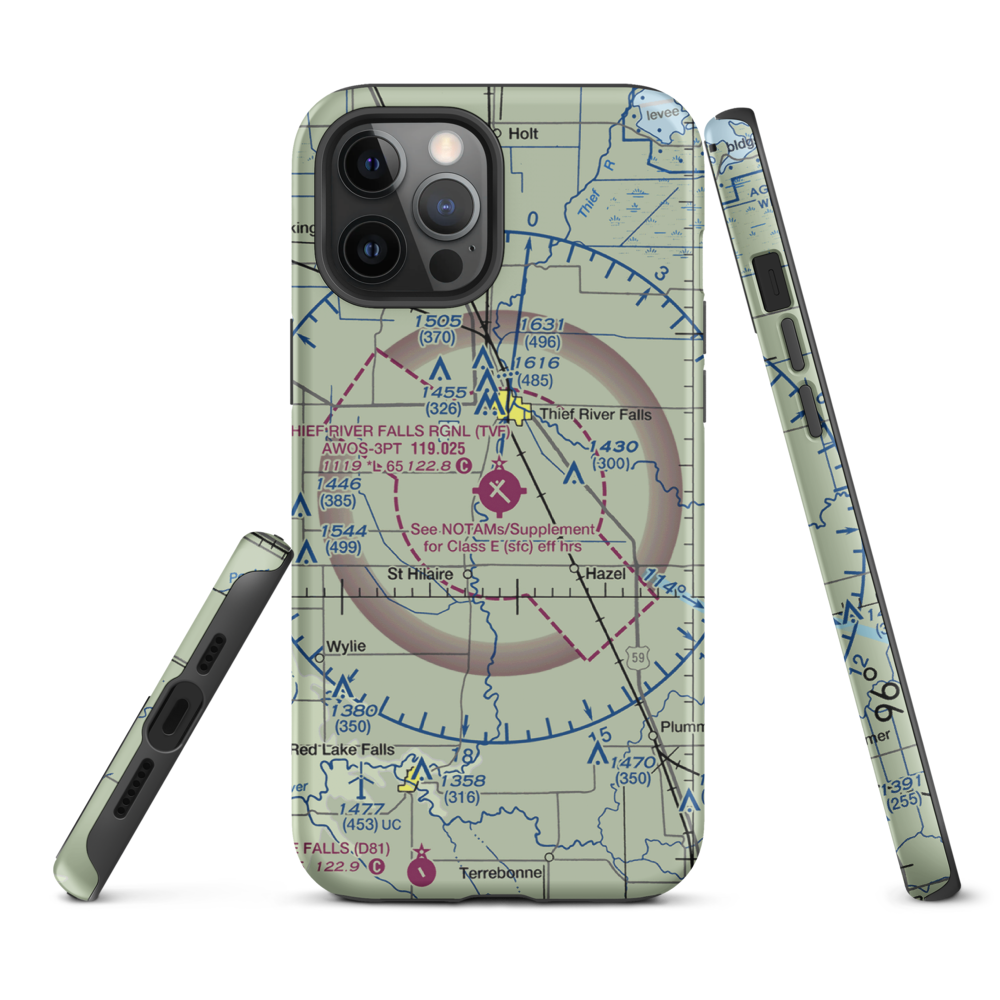 Thief River Falls Regional Airport (TVF) VFR Sectional  Tough iPhone Case iPhone 12 Pro Max model shown