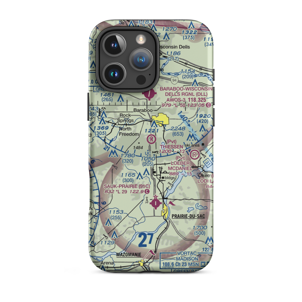 Thiessen Field (34WI) VFR Sectional  Tough iPhone Case iPhone 16 Pro Max model shown