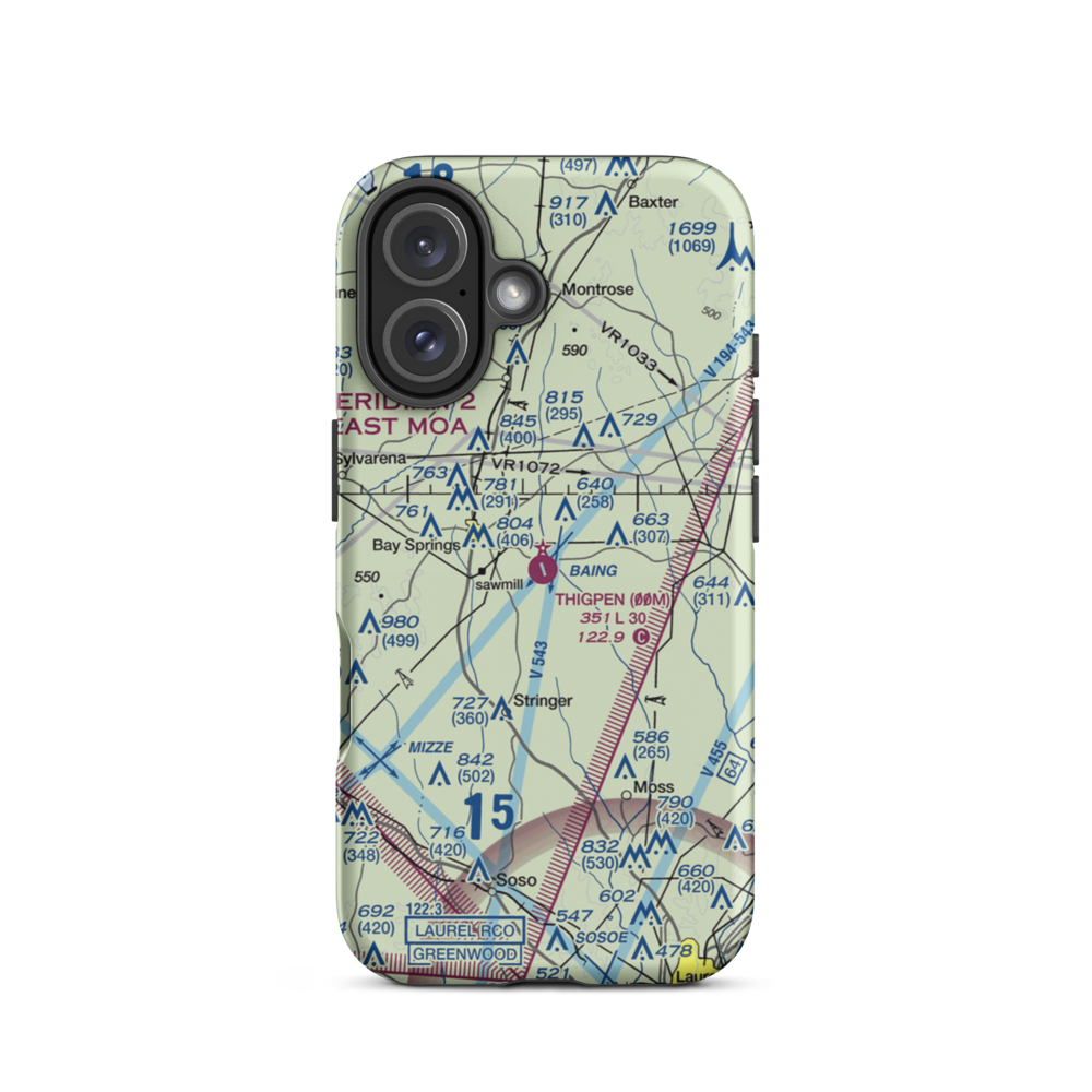 Thigpen Field (00M) VFR Sectional  Tough iPhone Case iPhone 16 model shown