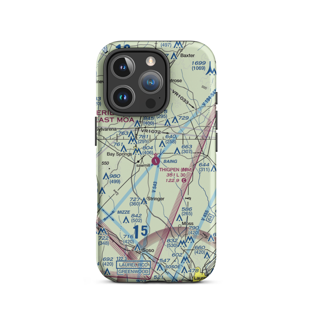 Thigpen Field (00M) VFR Sectional  Tough iPhone Case iPhone 16 Pro model shown