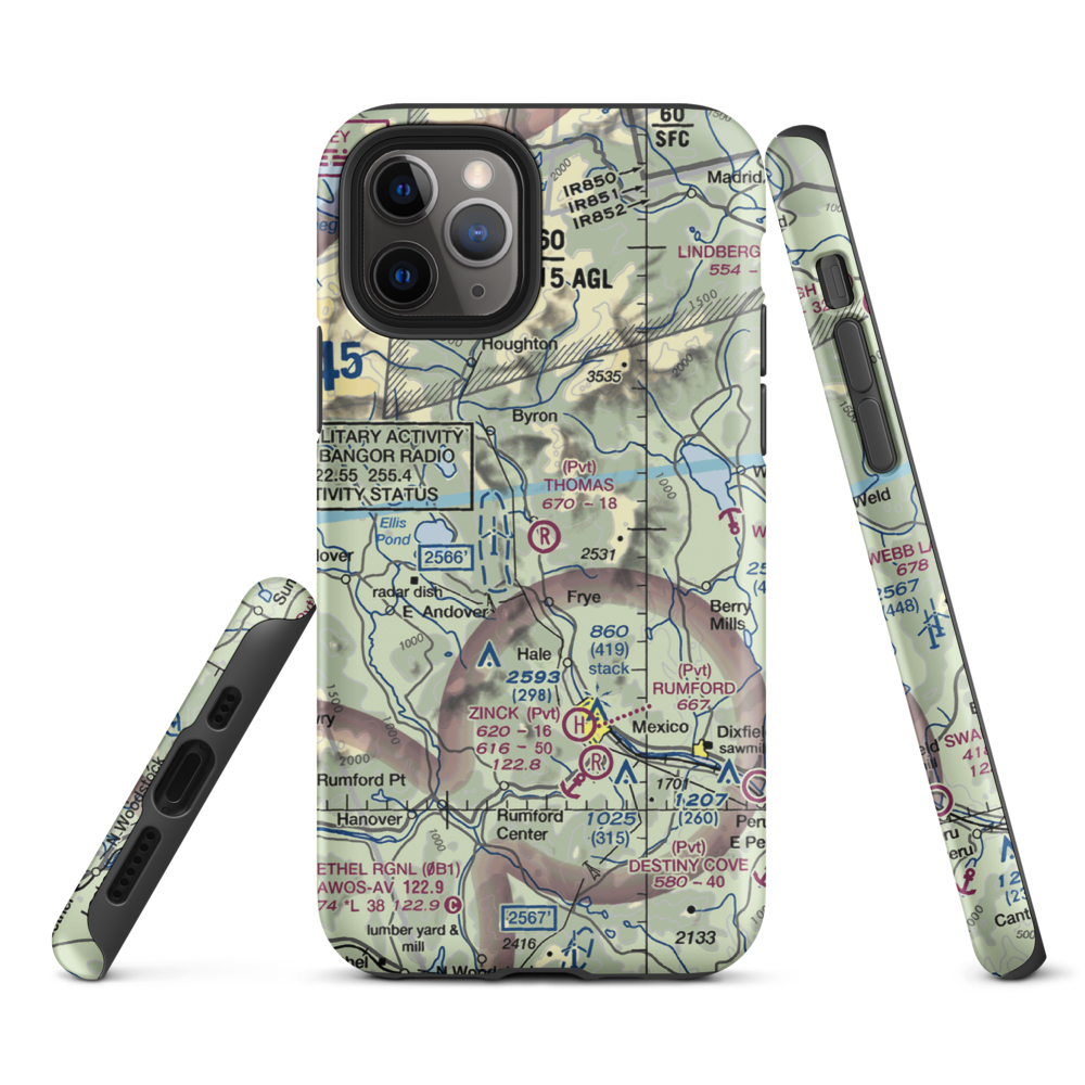 Thomas Airport (ME17) VFR Sectional  Tough iPhone Case iPhone 11 Pro model shown