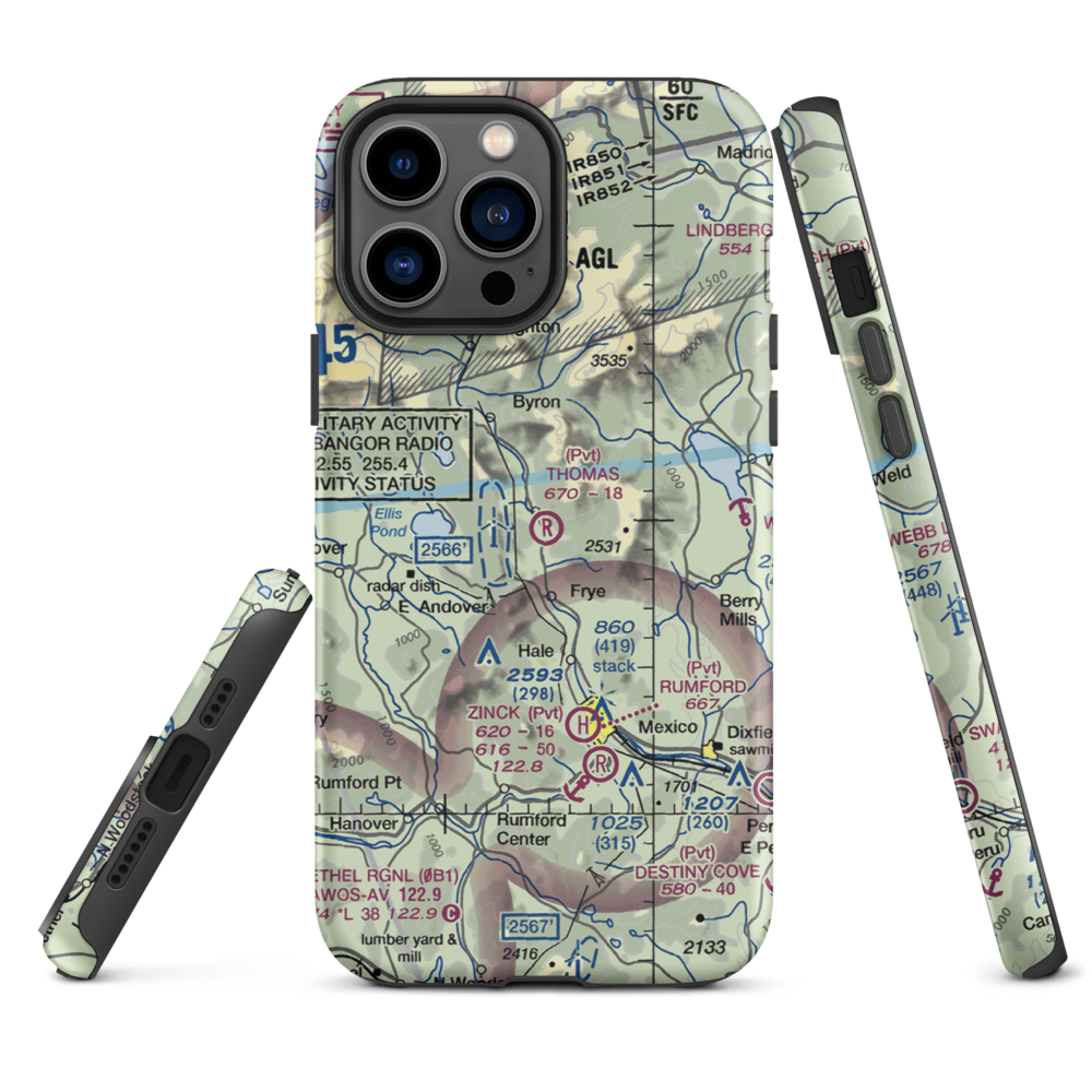Thomas Airport (ME17) VFR Sectional  Tough iPhone Case iPhone 13 Pro Max model shown