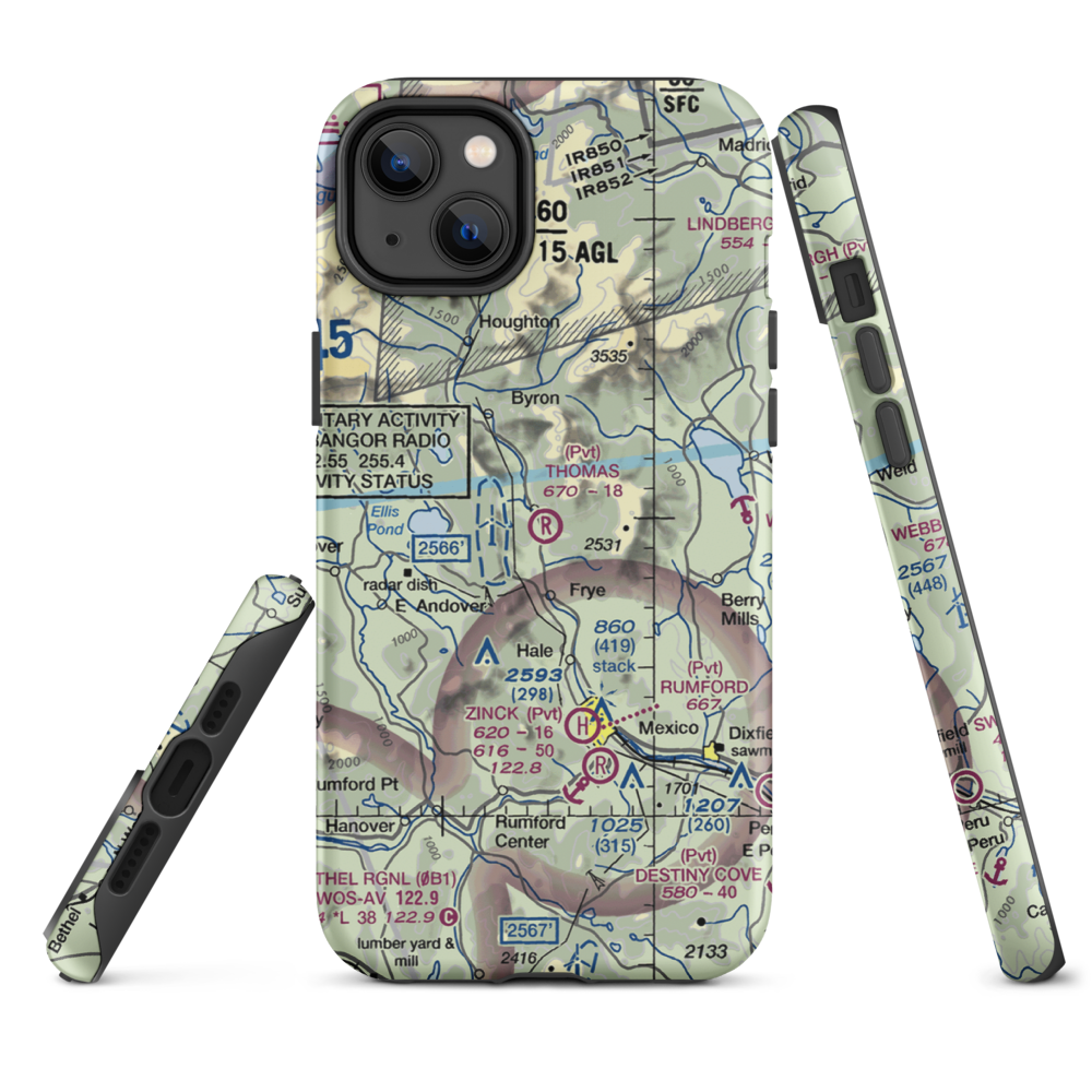 Thomas Airport (ME17) VFR Sectional  Tough iPhone Case iPhone 14 Plus model shown