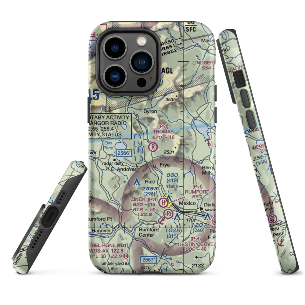 Thomas Airport (ME17) VFR Sectional  Tough iPhone Case iPhone 14 Pro Max model shown