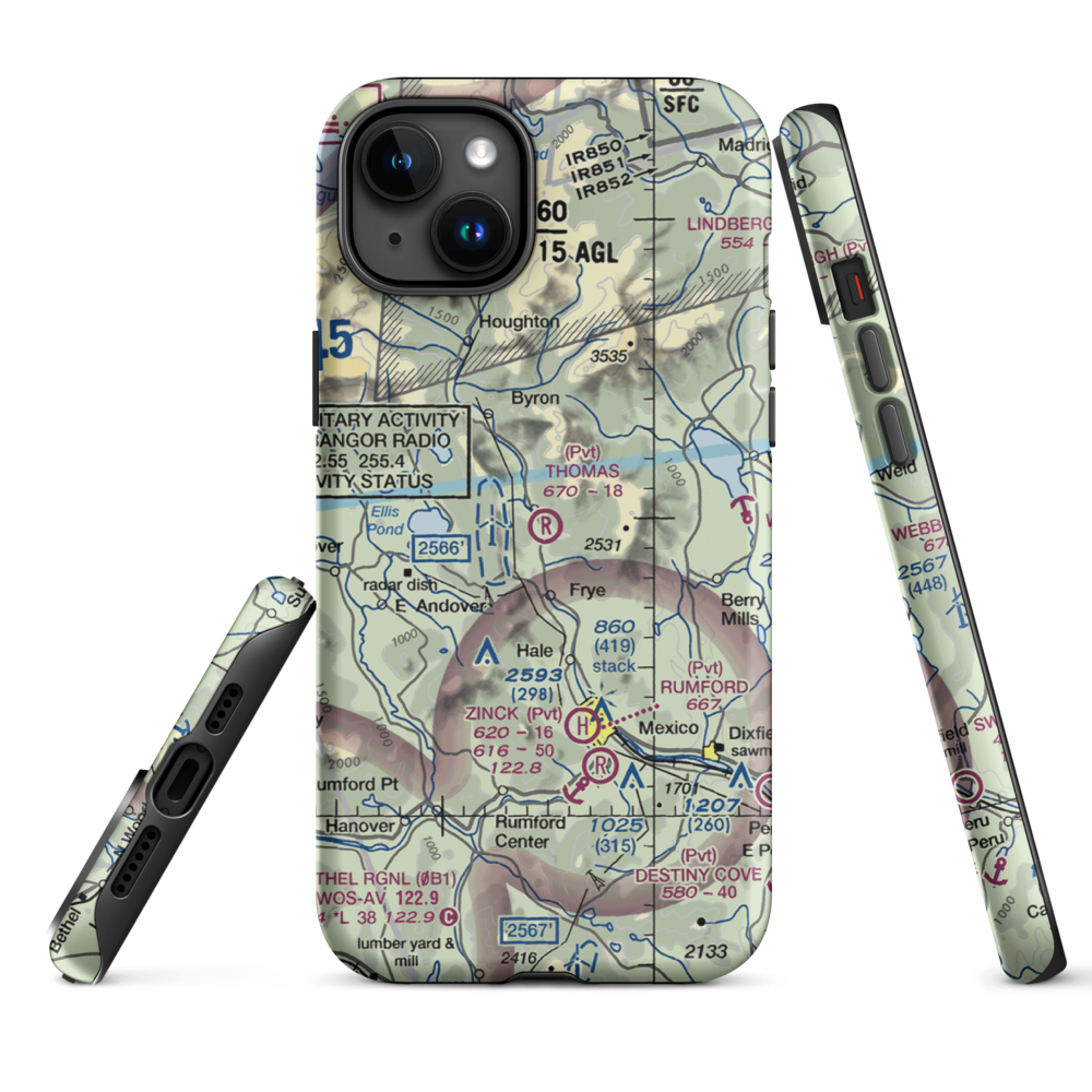 Thomas Airport (ME17) VFR Sectional  Tough iPhone Case iPhone 15 Plus model shown