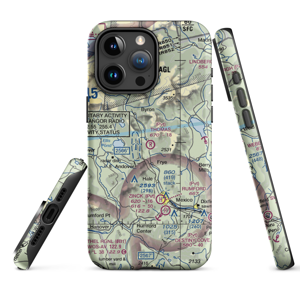 Thomas Airport (ME17) VFR Sectional  Tough iPhone Case iPhone 15 Pro Max model shown