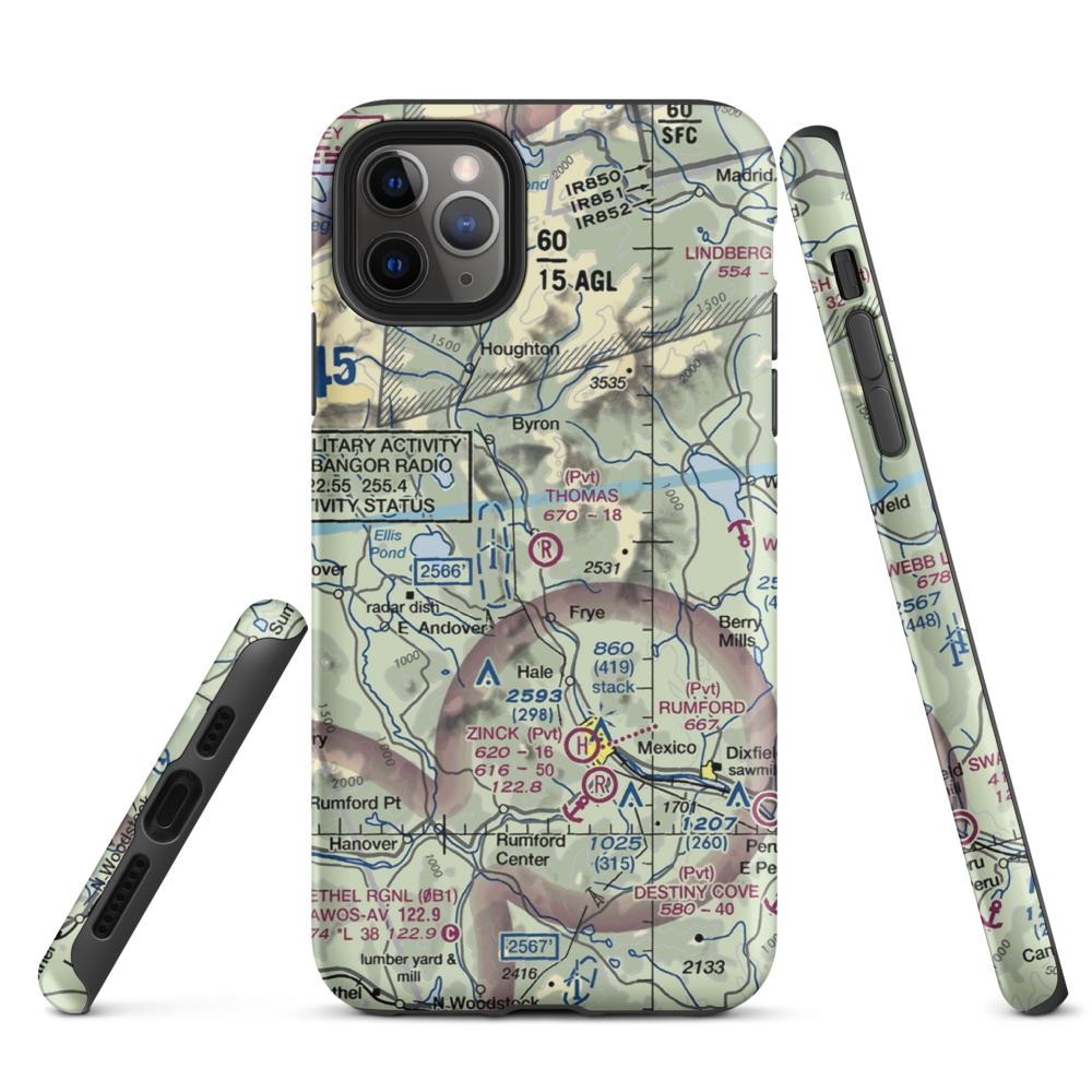 Thomas Airport (ME17) VFR Sectional  Tough iPhone Case iPhone 11 Pro Max model shown