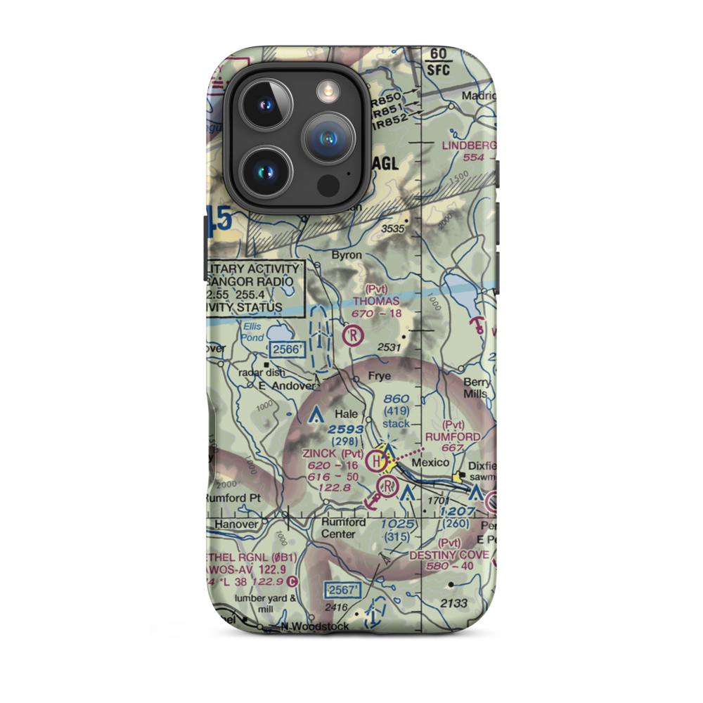Thomas Airport (ME17) VFR Sectional  Tough iPhone Case iPhone 16 Pro Max model shown
