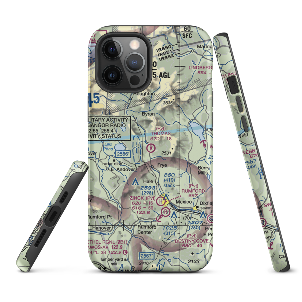 Thomas Airport (ME17) VFR Sectional  Tough iPhone Case iPhone 12 Pro Max model shown