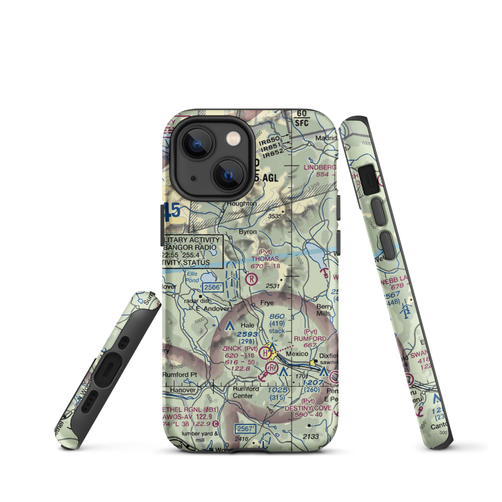Thomas Airport (ME17) VFR Sectional  Tough iPhone Case iPhone 13 mini model shown