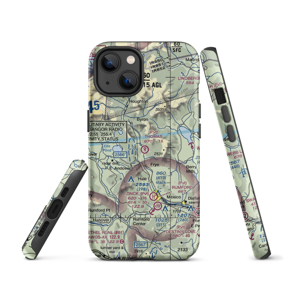 Thomas Airport (ME17) VFR Sectional  Tough iPhone Case iPhone 13 model shown