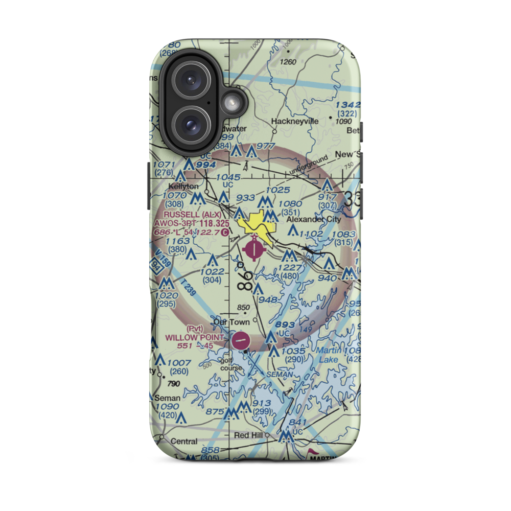 Thomas C Russell Field (ALX) VFR Sectional  Tough iPhone Case iPhone 16 Plus model shown