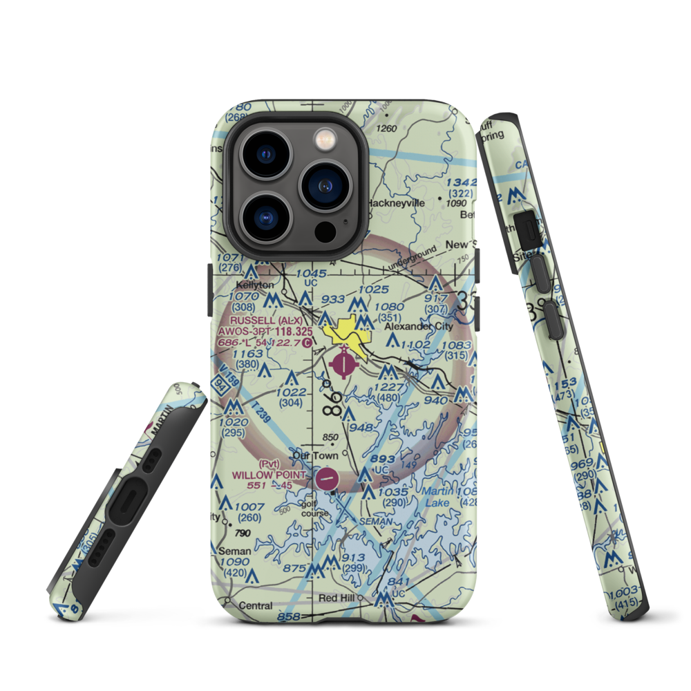 Thomas C Russell Field (ALX) VFR Sectional  Tough iPhone Case iPhone 13 Pro model shown
