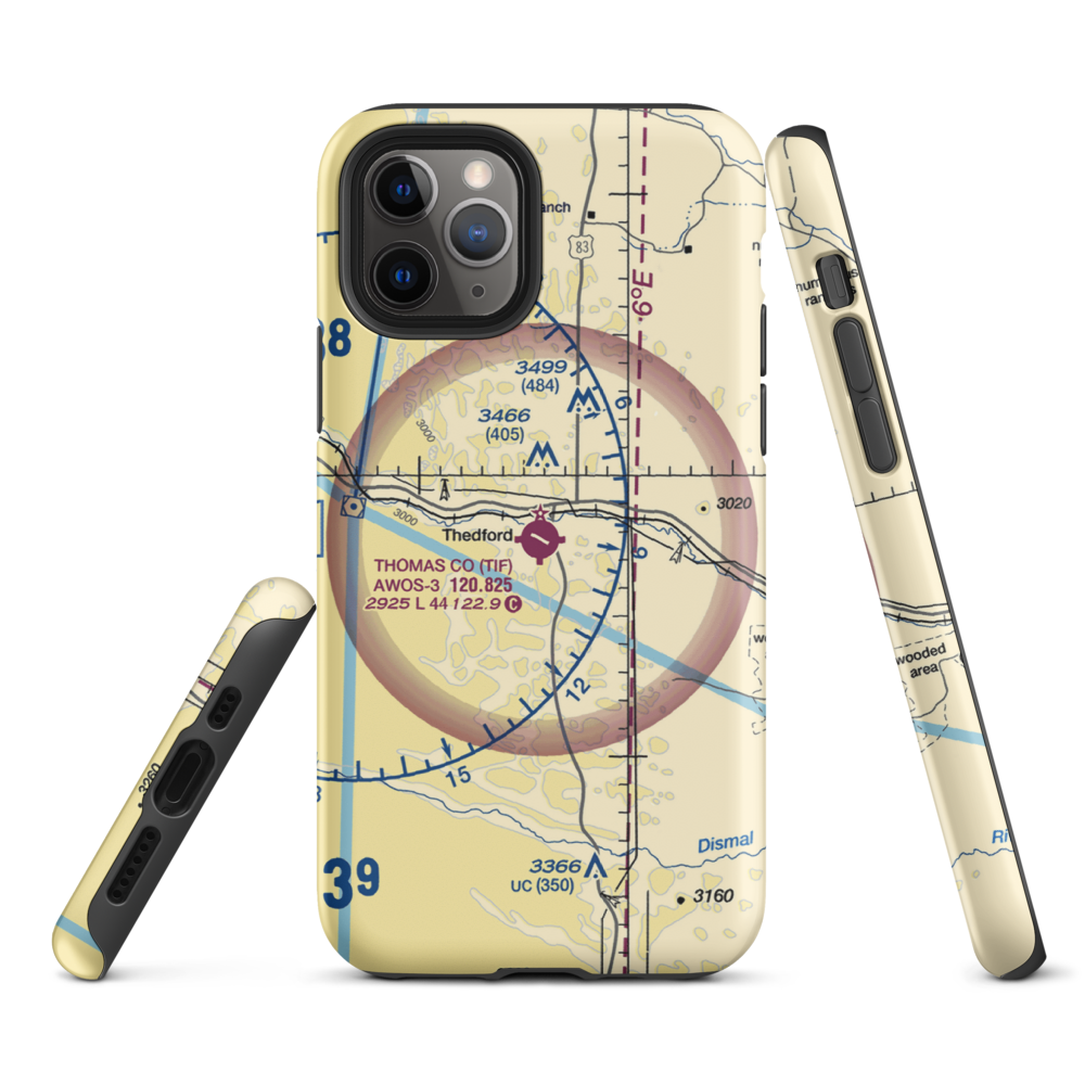 Thomas County Airport (TIF) VFR Sectional  Tough iPhone Case iPhone 11 Pro model shown