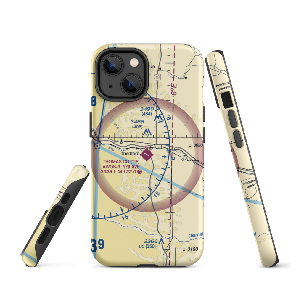 Thomas County Airport (TIF) VFR Sectional  Tough iPhone Case iPhone 14 model shown
