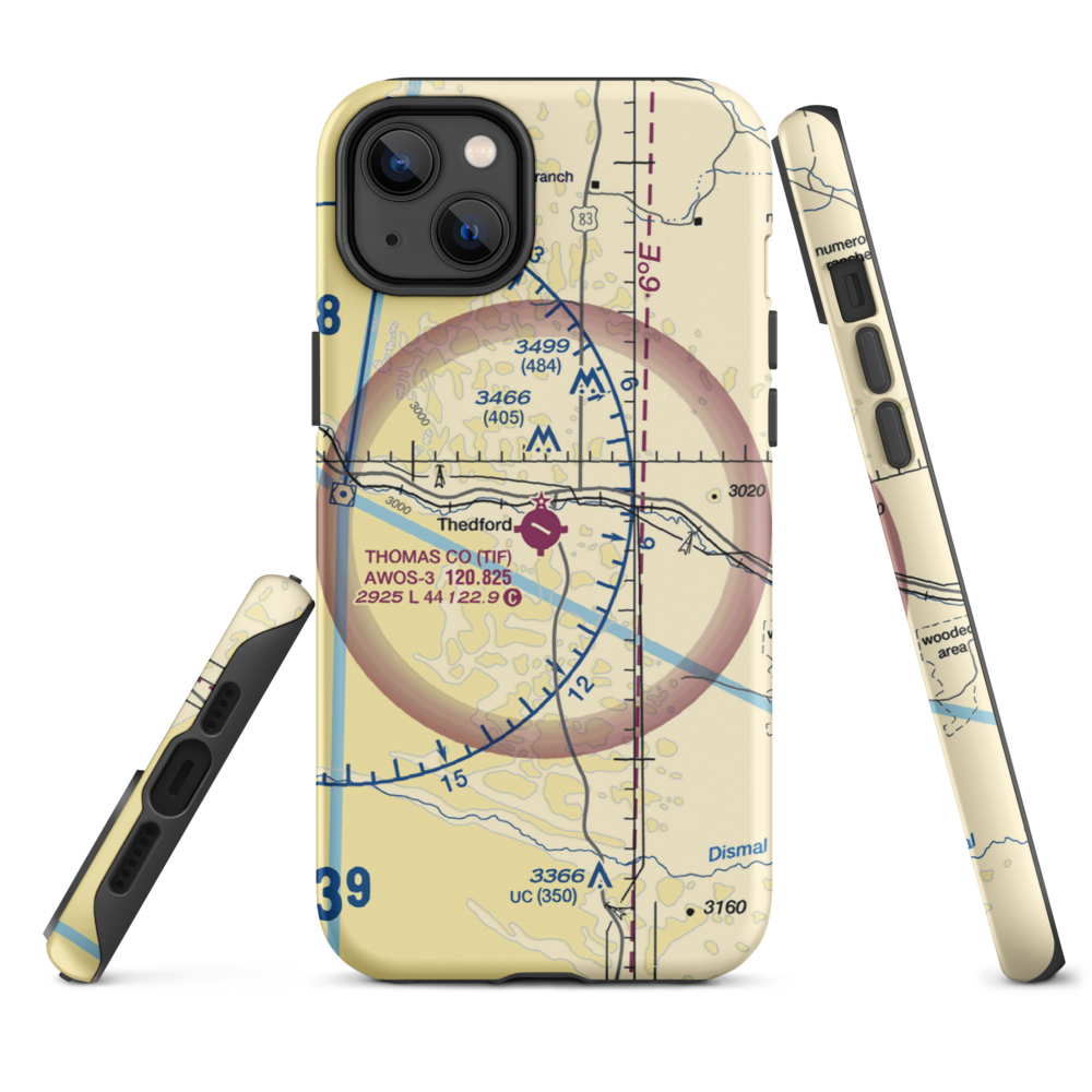 Thomas County Airport (TIF) VFR Sectional  Tough iPhone Case iPhone 14 Plus model shown