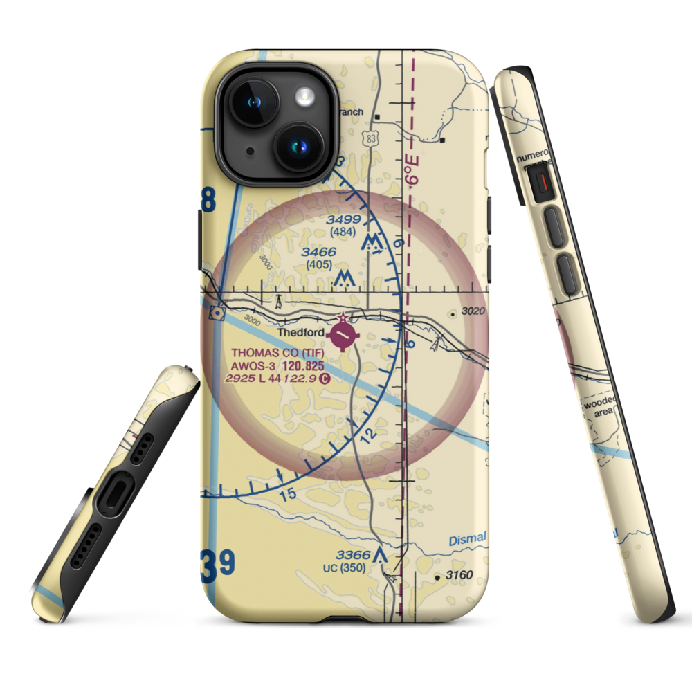 Thomas County Airport (TIF) VFR Sectional  Tough iPhone Case iPhone 15 Plus model shown
