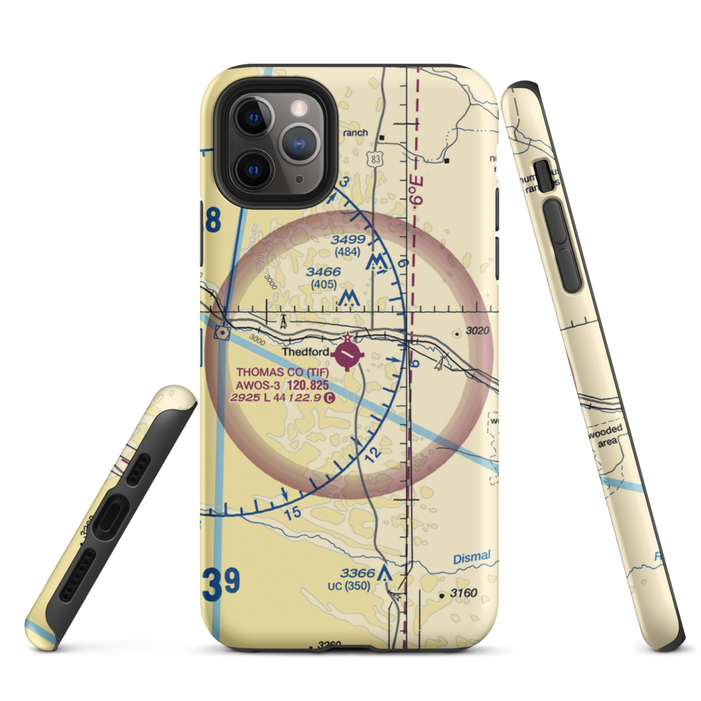 Thomas County Airport (TIF) VFR Sectional  Tough iPhone Case iPhone 11 Pro Max model shown