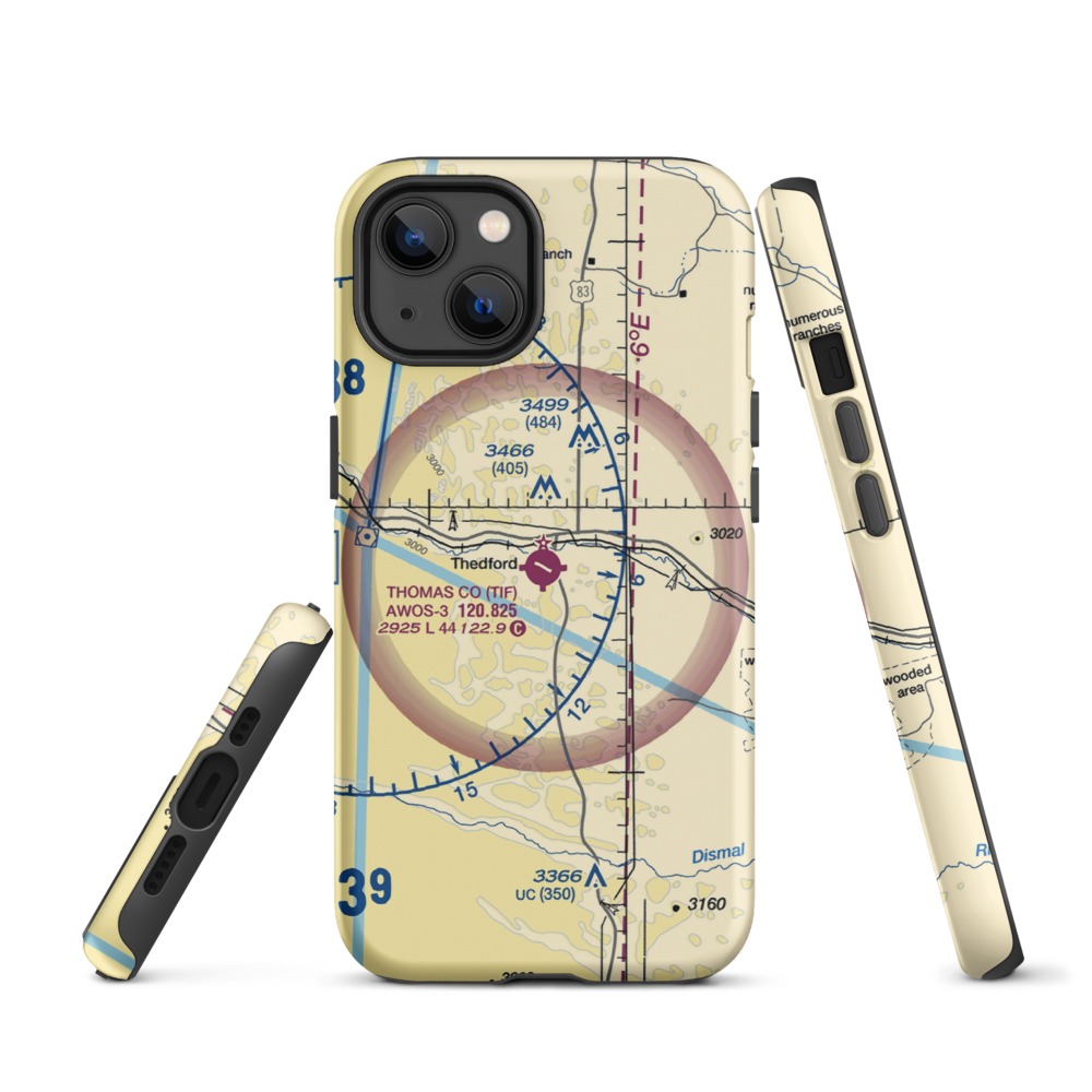 Thomas County Airport (TIF) VFR Sectional  Tough iPhone Case iPhone 13 model shown
