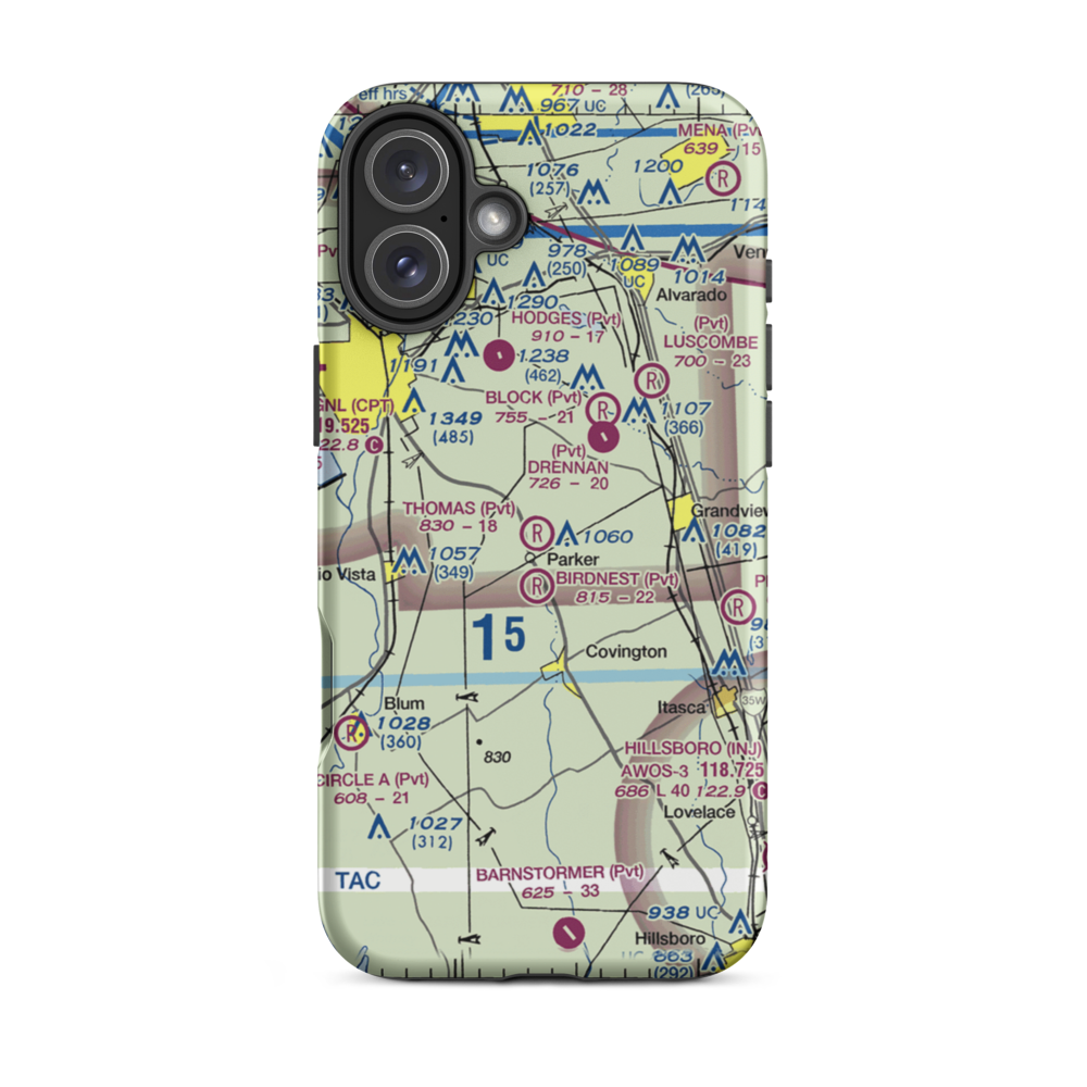 Thomas Flying Field (TX74) VFR Sectional  Tough iPhone Case iPhone 16 Plus model shown