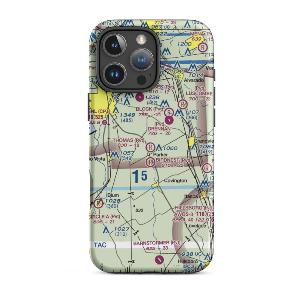 Thomas Flying Field (TX74) VFR Sectional  Tough iPhone Case iPhone 16 Pro Max model shown