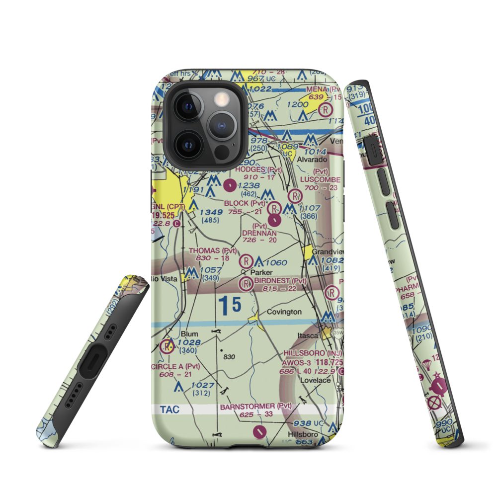 Thomas Flying Field (TX74) VFR Sectional  Tough iPhone Case iPhone 12 Pro model shown