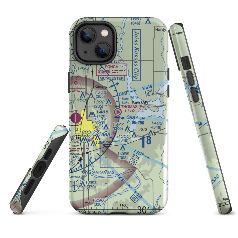 Thomas Landing Airport (27OK) VFR Sectional  Tough iPhone Case iPhone 14 Plus model shown