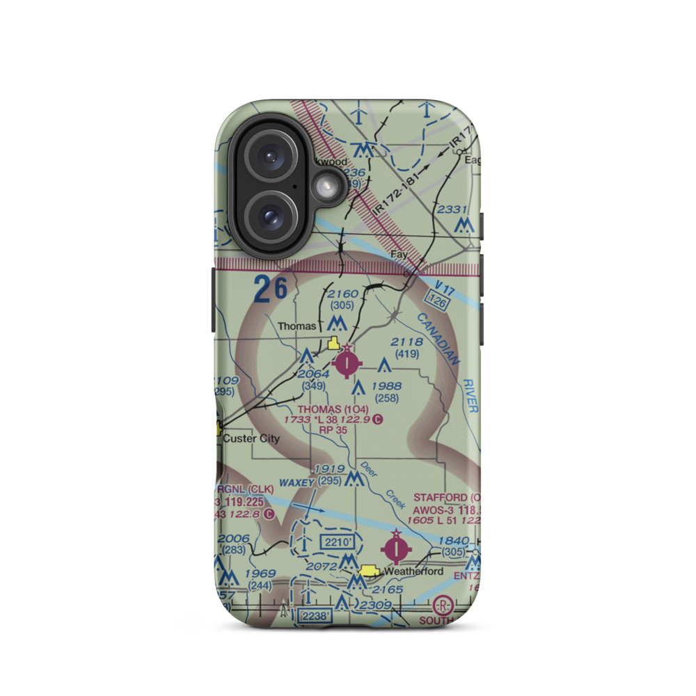 Thomas Municipal Airport (1O4) VFR Sectional  Tough iPhone Case iPhone 16 model shown