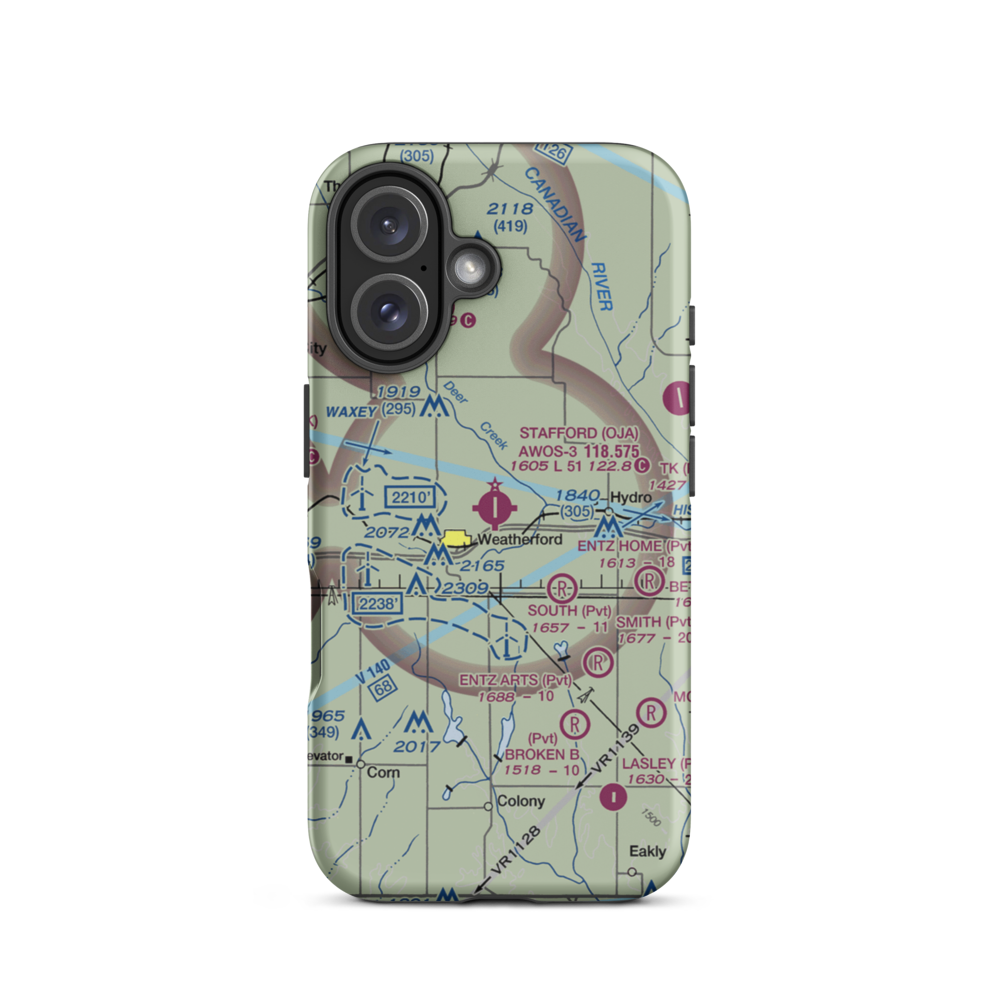 Thomas P Stafford Airport (OJA) VFR Sectional  Tough iPhone Case iPhone 16 model shown