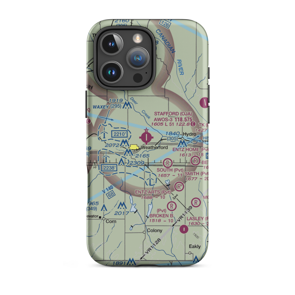 Thomas P Stafford Airport (OJA) VFR Sectional  Tough iPhone Case iPhone 16 Pro Max model shown