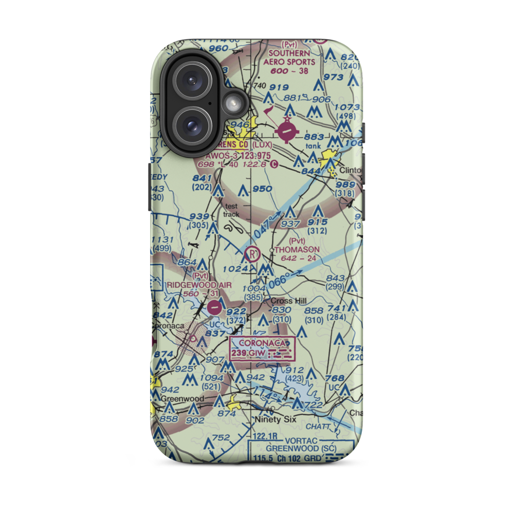 Thomason Airfield (SC56) VFR Sectional  Tough iPhone Case iPhone 16 Plus model shown